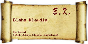 Blaha Klaudia névjegykártya